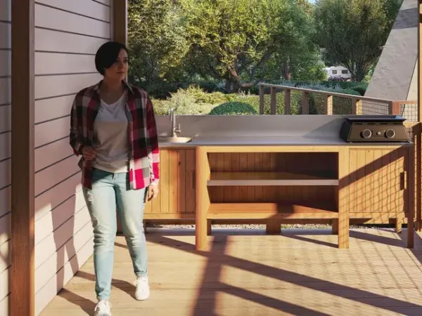 The outdoor kitchen at the Roan Premium Lounge.