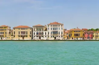 Coloured waterfront houses in the city of Venice.