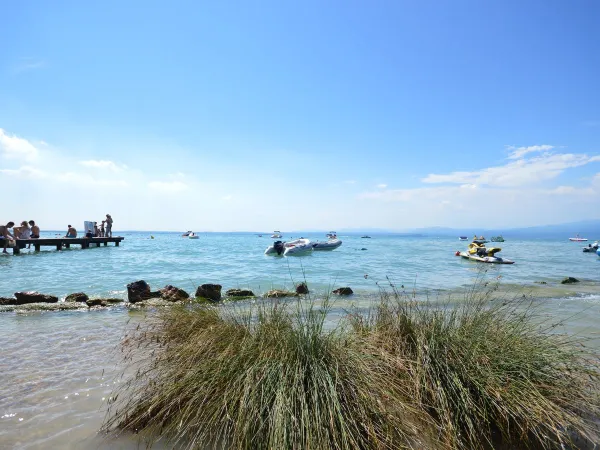 Eye level view of beach at Roan camping Delle Rose.