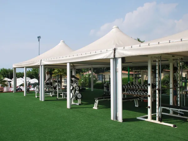 Gym at Roan camping Delle Rose.