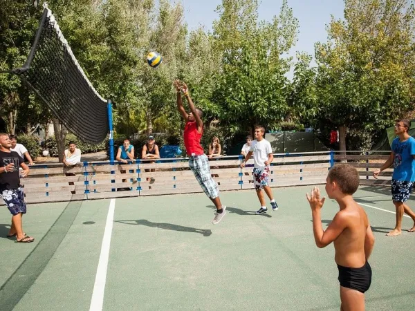 Volleyball on multi sports field at Roan camping Les Sablines.