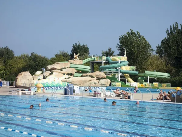 Lane pool with slides at Roan camping Marina Di Venetia.