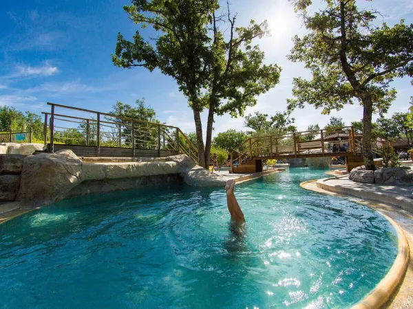 Swimming in the pool at Roan camping Le Ranc Davaine.