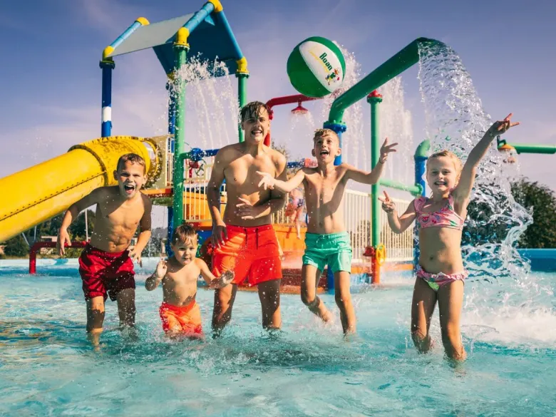 The water playground at Roan camping The Schatberg.