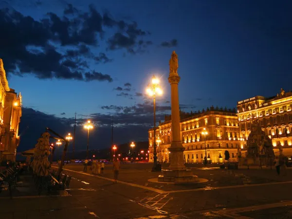 The city of Venice in the dark.