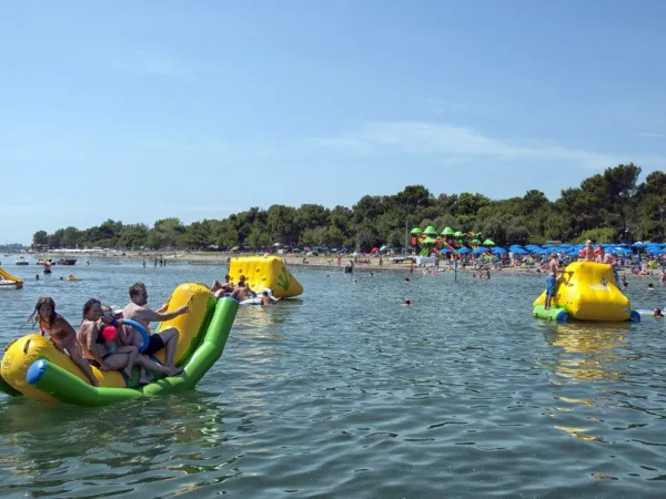 Air cushions in the sea at Roan camping Turistico.