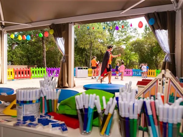 The miniclub of Roan camping hu Montescudaio village.
