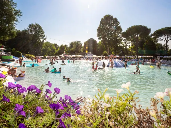 Lagoon pool with soft bottom at Roan camping hu Altomincio village.