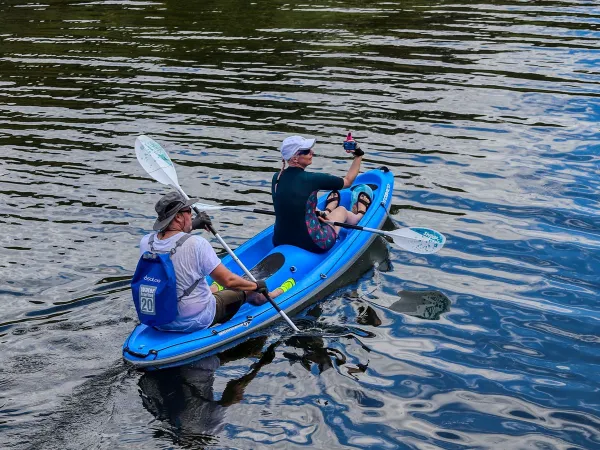 Canoeing on the lake.