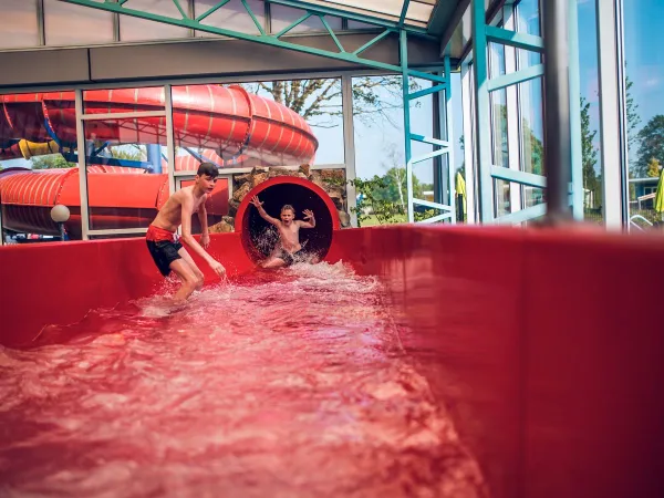 Water fun in the slide at Roan camping Ackersate.