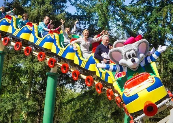 Roller coaster at Julianatoren amusement park, near Roan camping Ackersate.