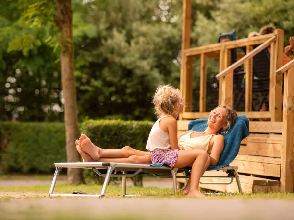 Mother sunning at the accommodation lounge.