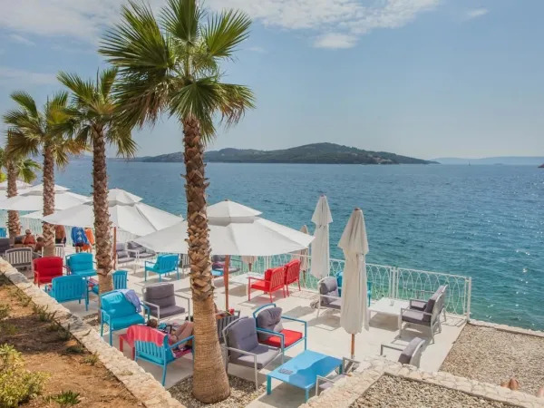 Lounge terrace with view over the sea at Roan campsite Amadria Park Trogir.