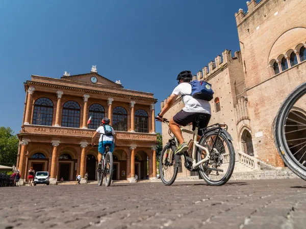 Cycling through the city from Roan camping Rimini Family Village.