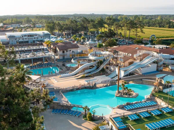 The pool complex at Roan camping Le Vieux Port.
