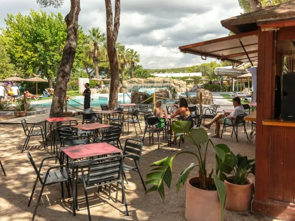 Terrace at Roan camping El Garrofer.