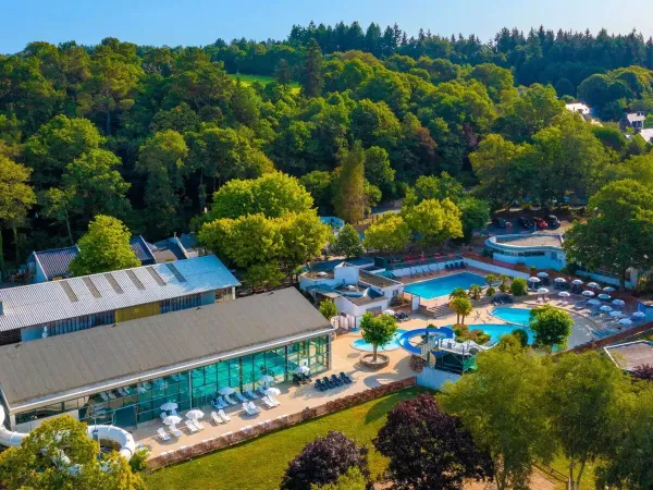 Outdoor and indoor pools at Roan camping Le Ty Nadan.