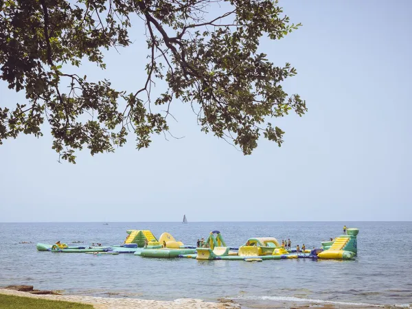 Air cushions in the sea at Roan camping Park Umag.