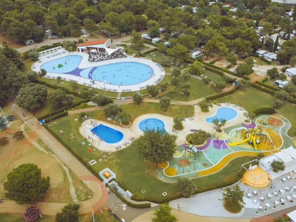 Overview of pools at Roan camping Polari.