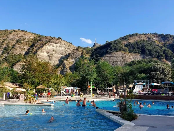 View from the pool at Roan camping La Grand Terre.