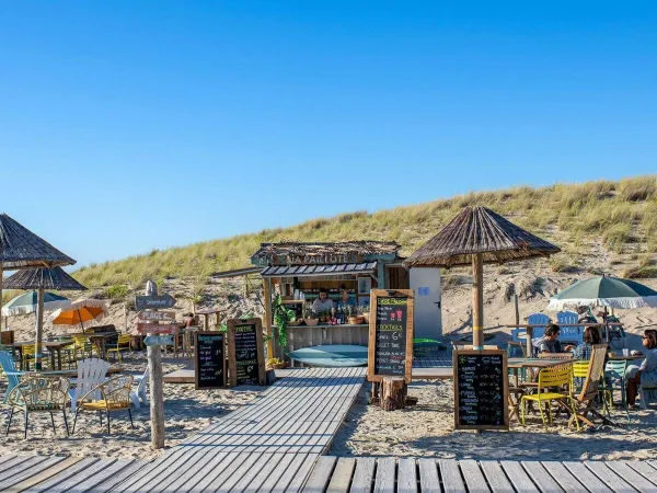 Beach bar at sandy beach of Roan camping Atlantic Montalivet.