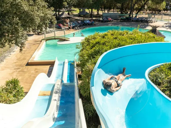 Water slides at Roan camping Domaine Massereau.