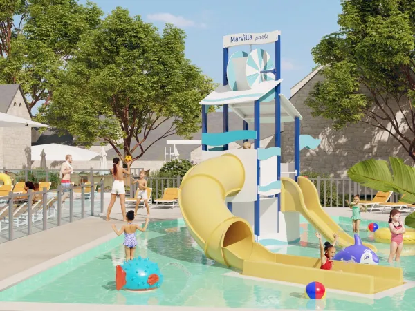 Slides of the new pool 2024 at Roan camping la Brèche.