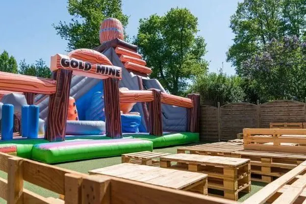 Bouncy castle at Roan campsite Domaine de La Brèche.