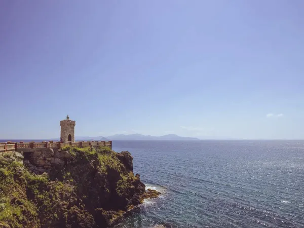 Views of Elba from Piombino at Roan camping hu Park Albatros village.