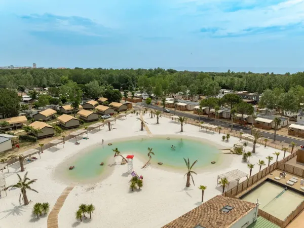 New lagoon pool at Roan campsite Domaine de la Yole.