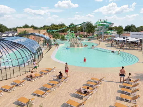 Overview of the new swimming pool in 2025 at Roan campsite Le Domaine du Clarys.