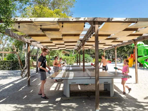 Playing pin pong at Roan camping hu Montescudaio village.