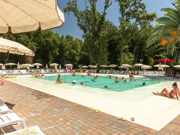 The swimming pool at Roan camping hu I Pini village.