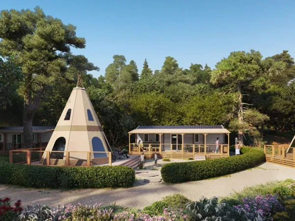 The Supreme Deluxe Family Lounge Premium Zone at Roan camping Domaine des Naïades.