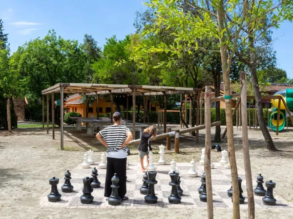 Playground and large chess set at Roan camping hu Montescudaio village.