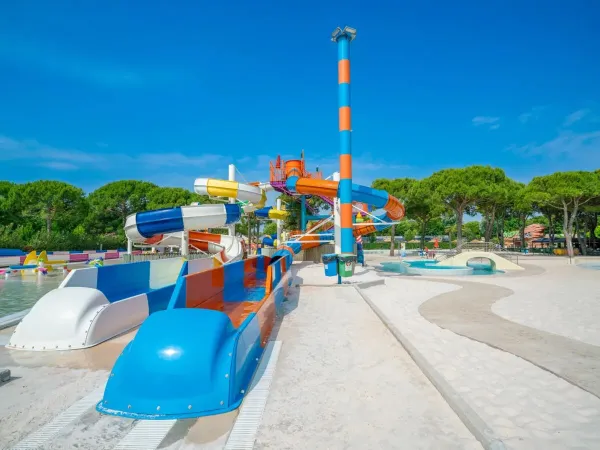 Big slides in the pool complex at Roan campsite Union Lido Mare.