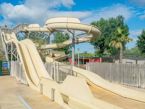 Cool slides at Roan campsite Les Méditerranées Beach Garden.