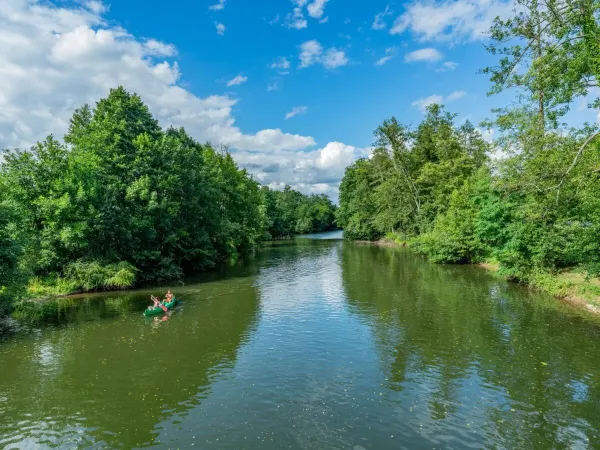 Canoeing down the river at Roan camping Le Val de Bonnal.
