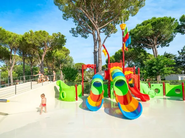The water play area at Roan camping Del Forte.
