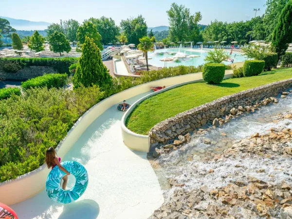 Slide with tyre at Roan camping hu Norcenni Girasole village.
