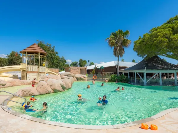 Part of the swimming pool at Roan campsite Arinella Bianca.