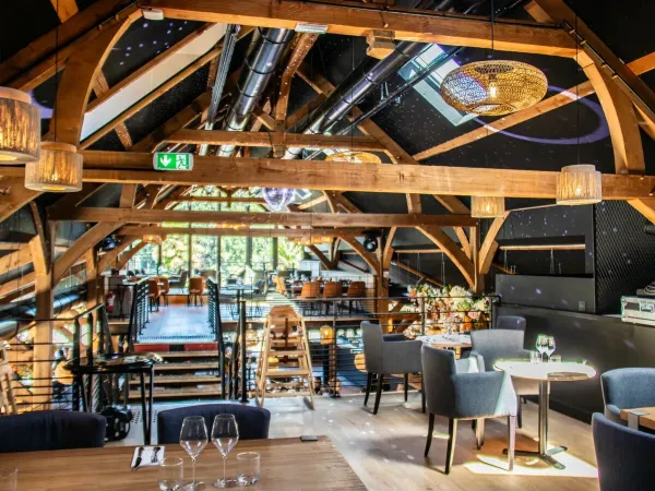 Upper floor of the restaurant at Roan campsite Domaine des Ormes.