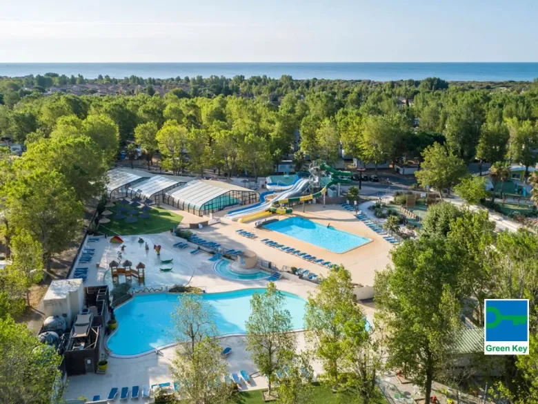Overview of swimming pools at Roan camping Domaine de La Yole.
