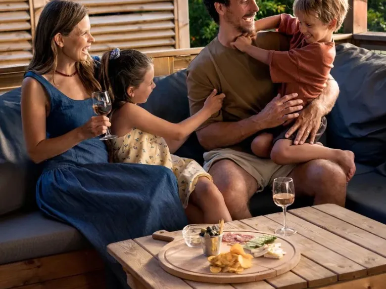 Family drinks at the accommodation.