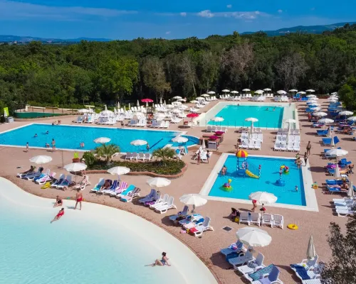 The pool complex at Roan camping hu Montescudaio village