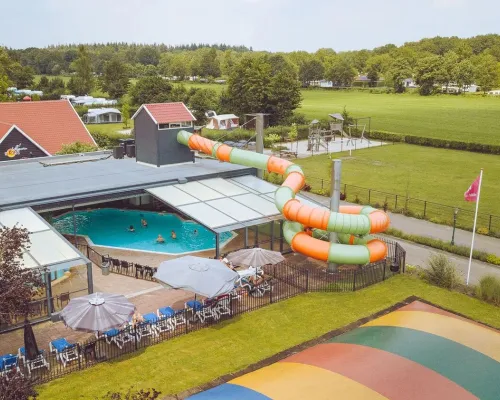 Top view of the swimming pool at Roan camping 't Veld.