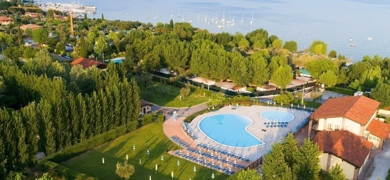 Top view of Roan camping Piantelle on Lake Garda.