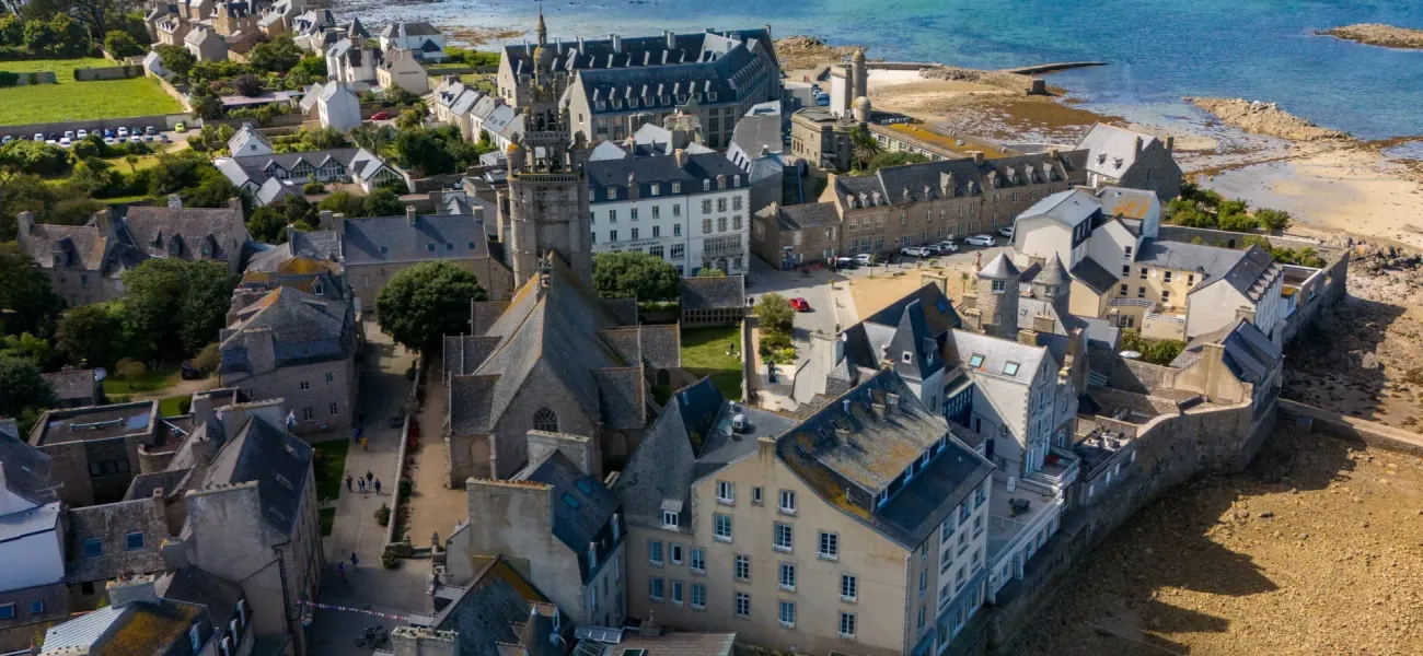 Aerial view of the city of Brittany in France.