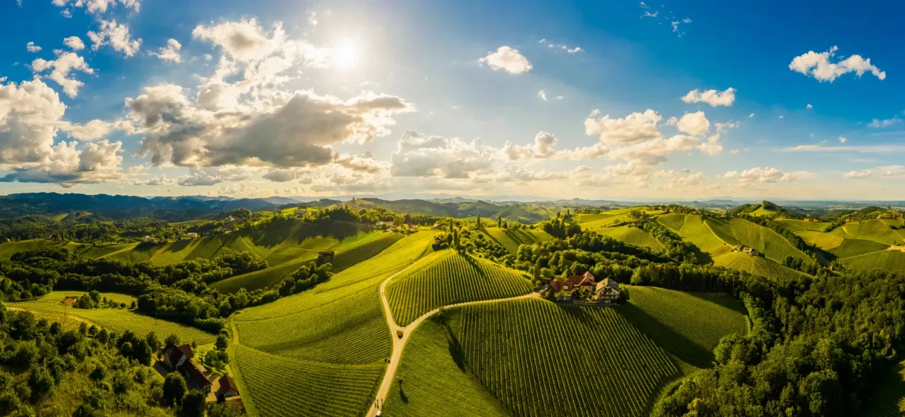 Panoramic photo of Styria's landscape.