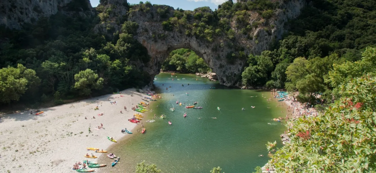 The Pont-d'Arc bridge formed by nature near Roan campsites in the Ardèche.